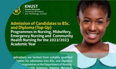 KNUST OPENS ADMISSION FOR BSC AND DIPLOMA (TOP-UP) NURSING PROGRAMMES